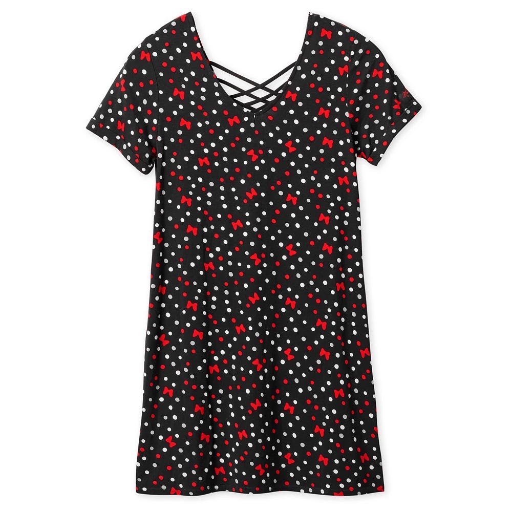 Disney Black Mini Dress with Red Bows and White Polka Dots